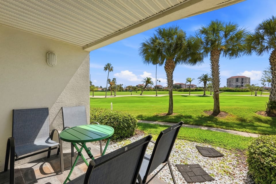 Step outside to your private patio, perfect for morning coffee, evening wine, or simply soaking in the Florida breeze.