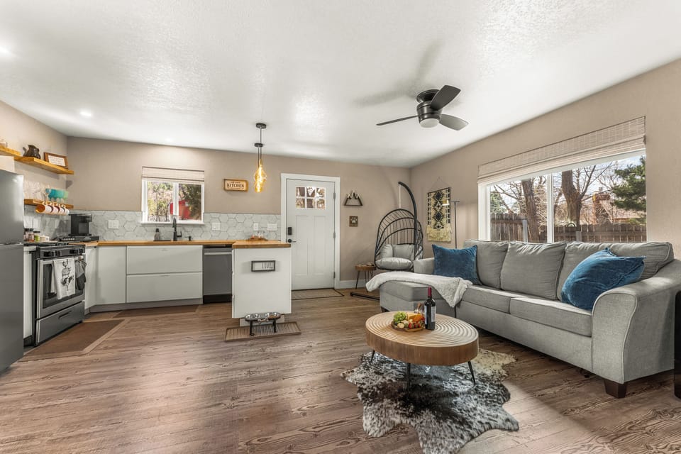 The stylish open-concept living area offers the perfect atmosphere.