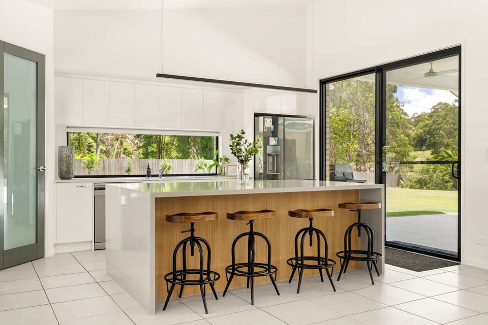 Stylish kitchen designed for casual meals and family gatherings