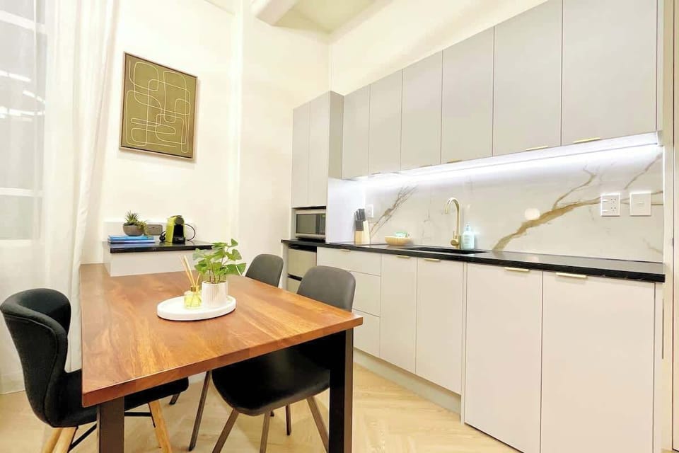 The kitchen comes with a refrigerator, stove and oven/microwave. Additionally, the kitchen is stocked with all the essential utensils making it easy to prepare your own meals during your stay. 


A Washer/Dryer is conveniently located in the kitchen.
