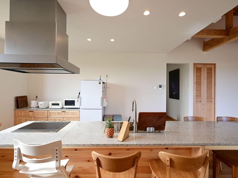 Luxury Villa | Private kitchen | Full-size fridge, microwave, oven, electric kettle