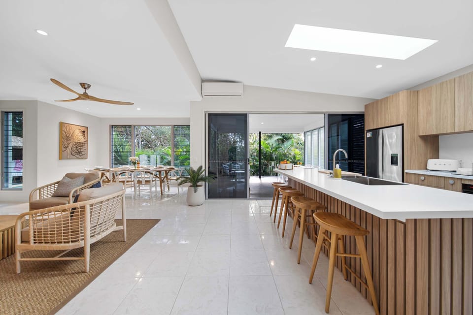 Come together in the open plan living, dining and kitchen area.