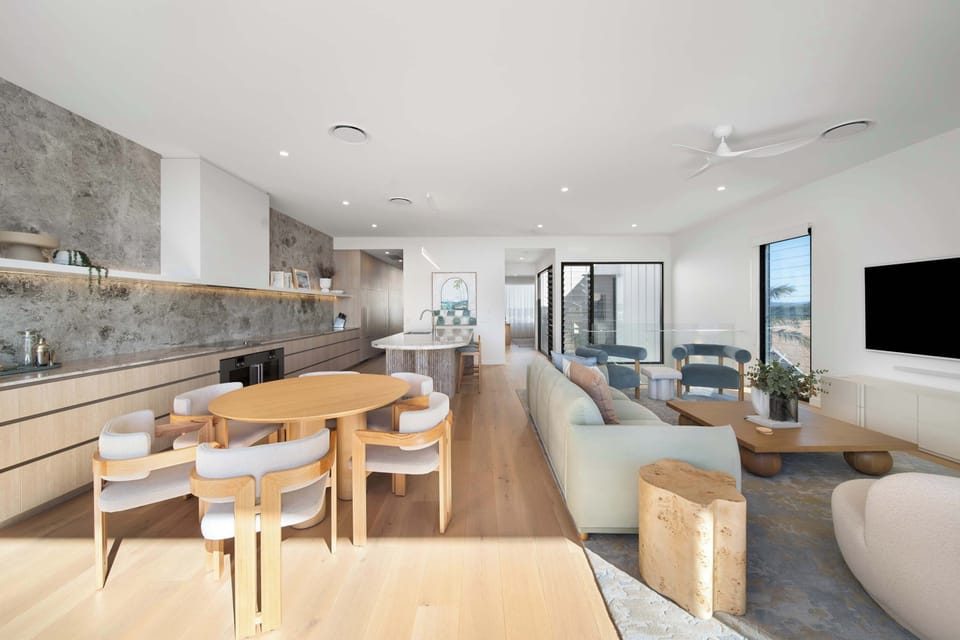 Relax in luxury in the open plan living, dining and kitchen space.