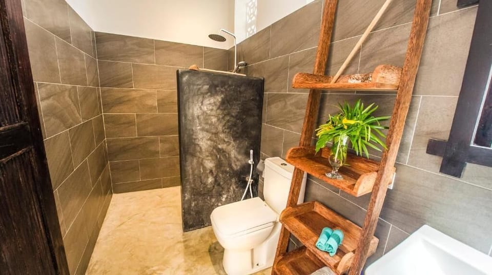 Shower, bathrobes, soap, shampoo