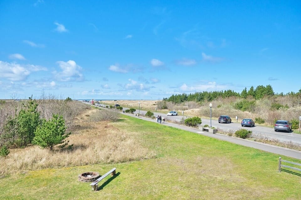 Make sure to bring a chair to sit down at the fire pit below!