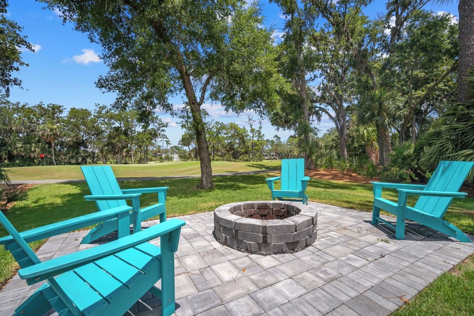Firepit with View of 13th Green on Ocean Creek Golf Course