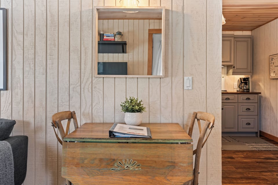 Dining table with drop leaf extension to add some space.  