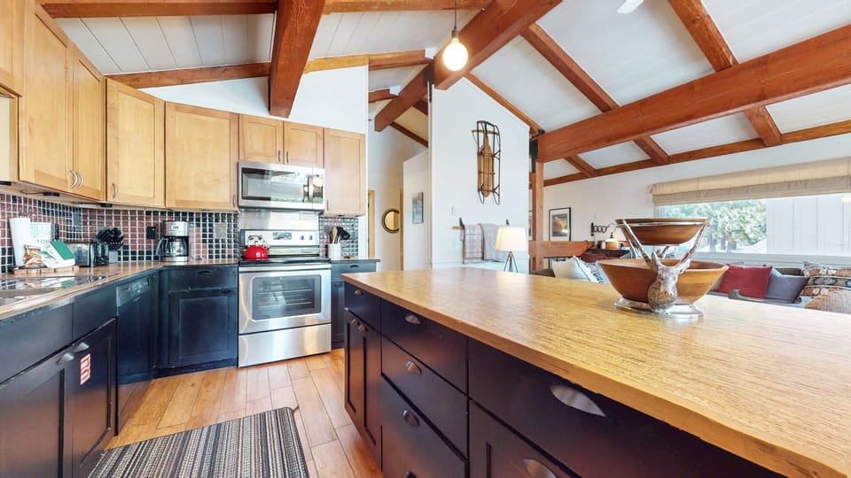 Indoors, Hardwood, Kitchen, Stained Wood, Appliance