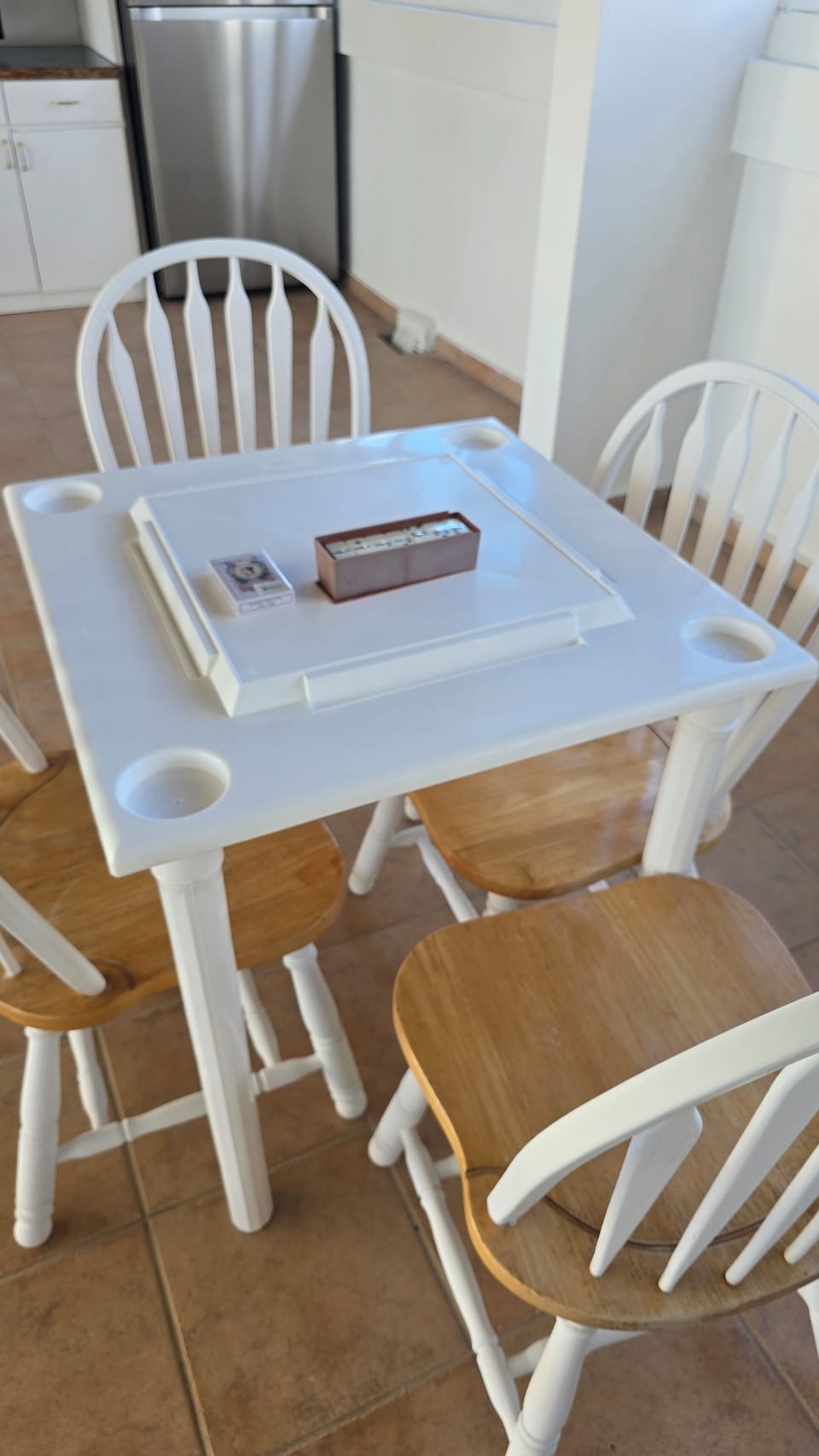 Dominoes table in game room terrace.