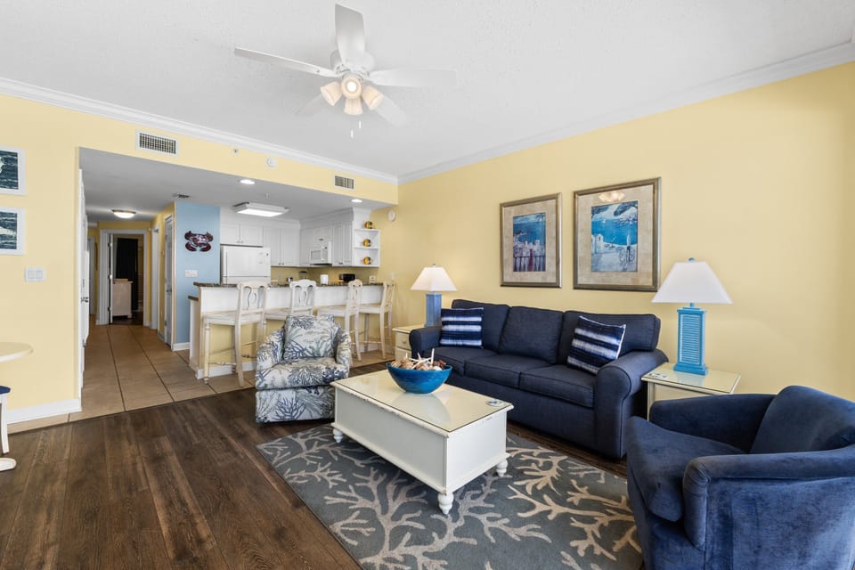 Gulf Front Living Room with Sleeper Sofa