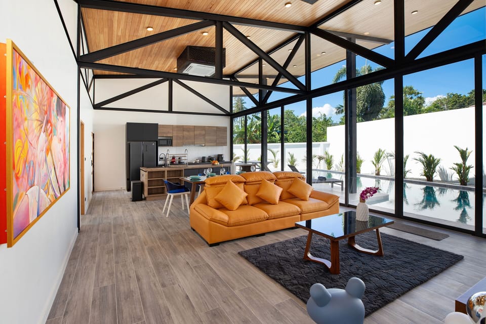 Design Villa, 3 Bedrooms, Private Pool, Pool View | Living area | 56-inch Smart TV with cable channels