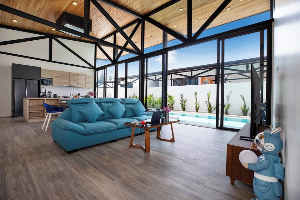 Design Villa, 3 Bedrooms, Private Pool, Pool View | Living room | 56-inch Smart TV with cable channels