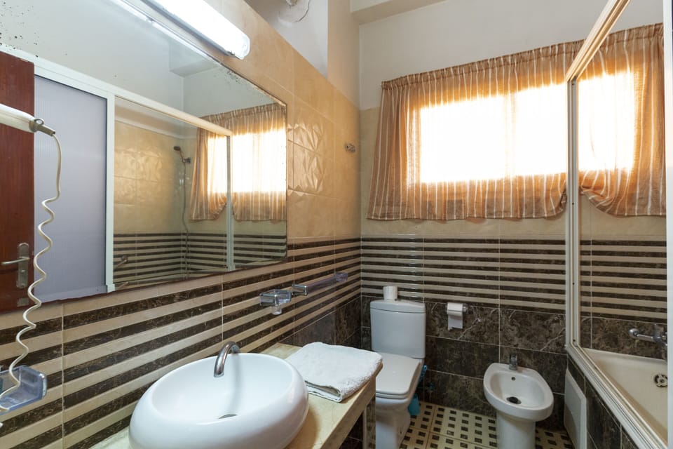 Bathtub, free toiletries, hair dryer, bidet