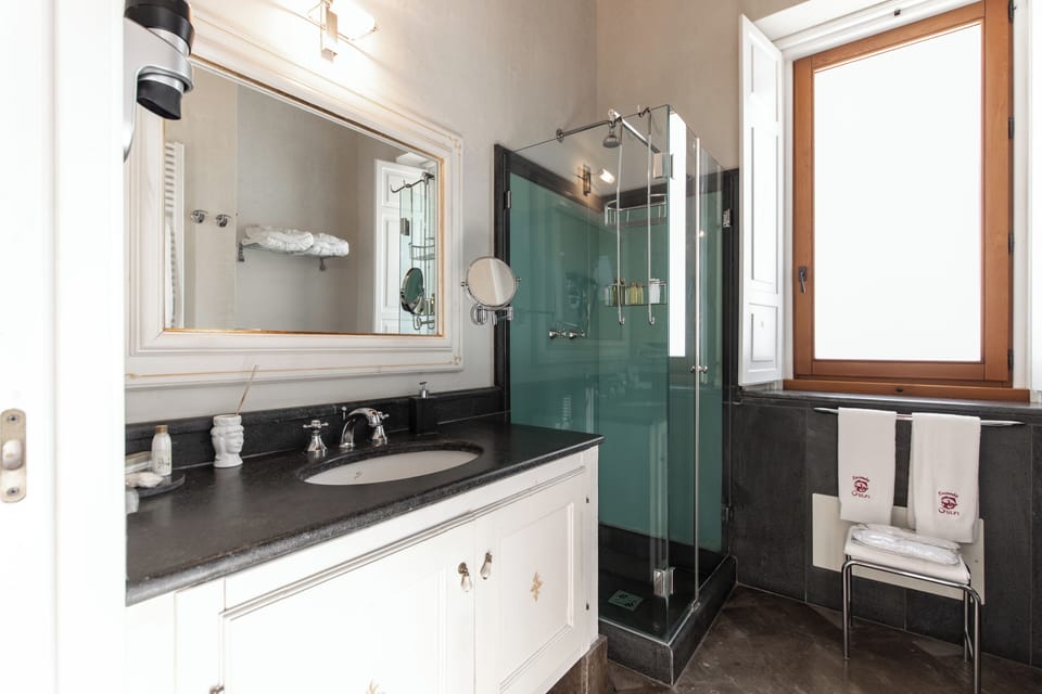 Shower, hair dryer, bathrobes, bidet