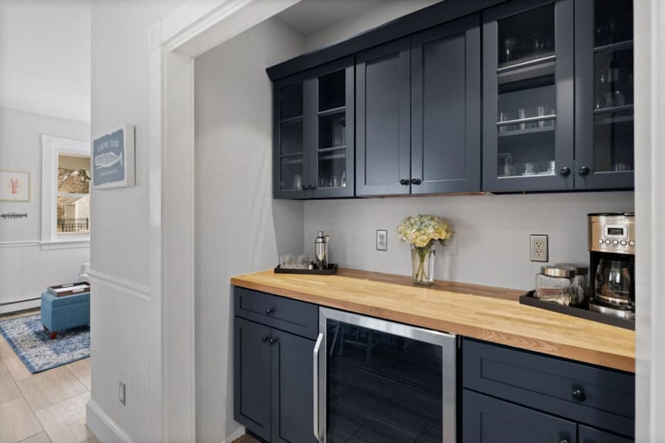 Dry bar area with a brand new wine fridge