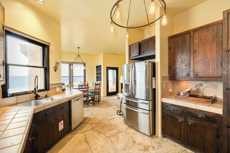 Easily serve meals to the adjacent dining area
