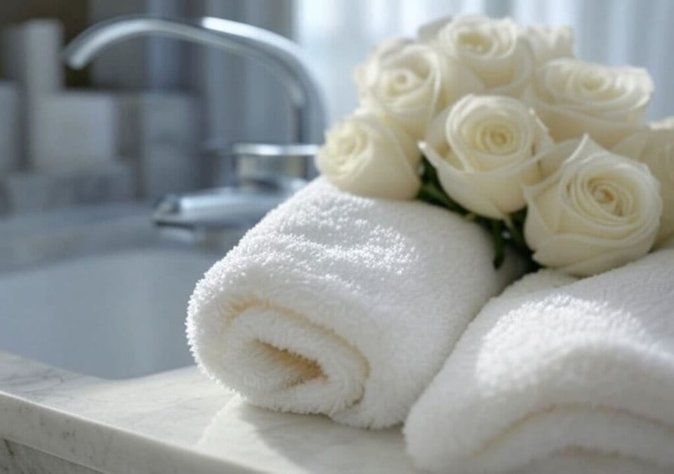 Hair dryer, soap, shampoo, toilet paper