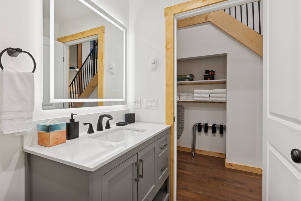 Large Bathroom with Walk in Tile Shower