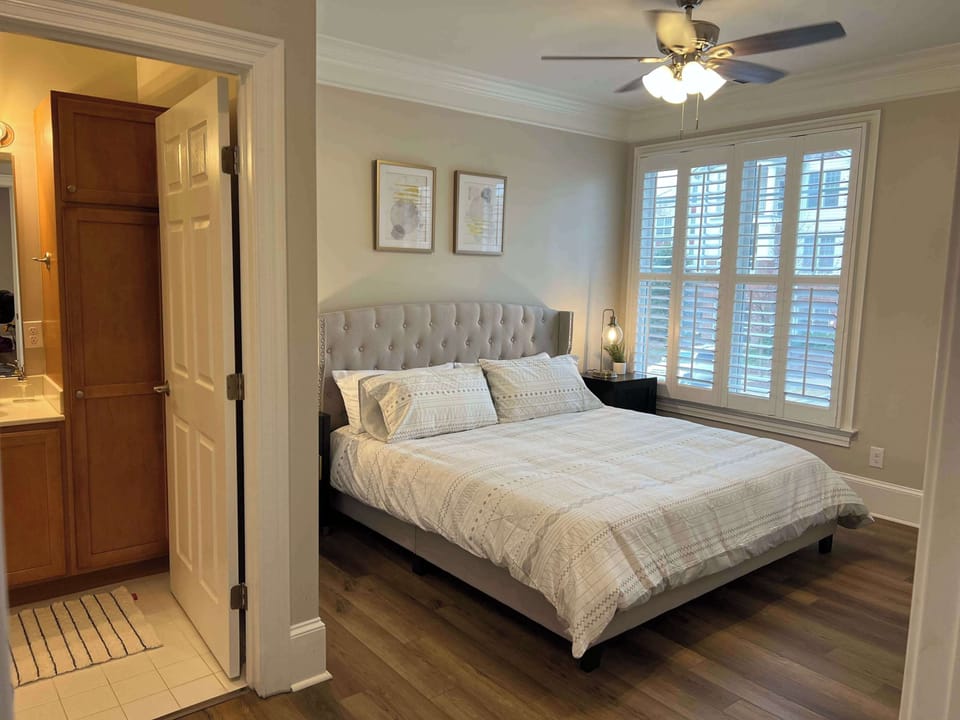View of the master bedroom from the door way entering in