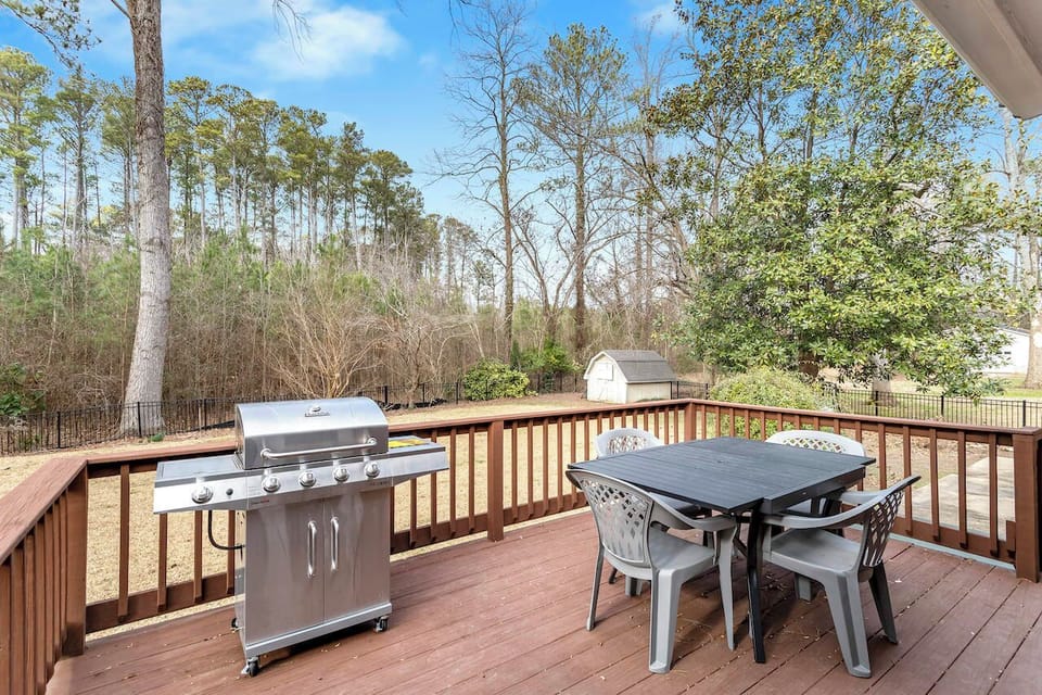 Grill out on the back deck while you enjoy nature and our fully fenced in back yard.