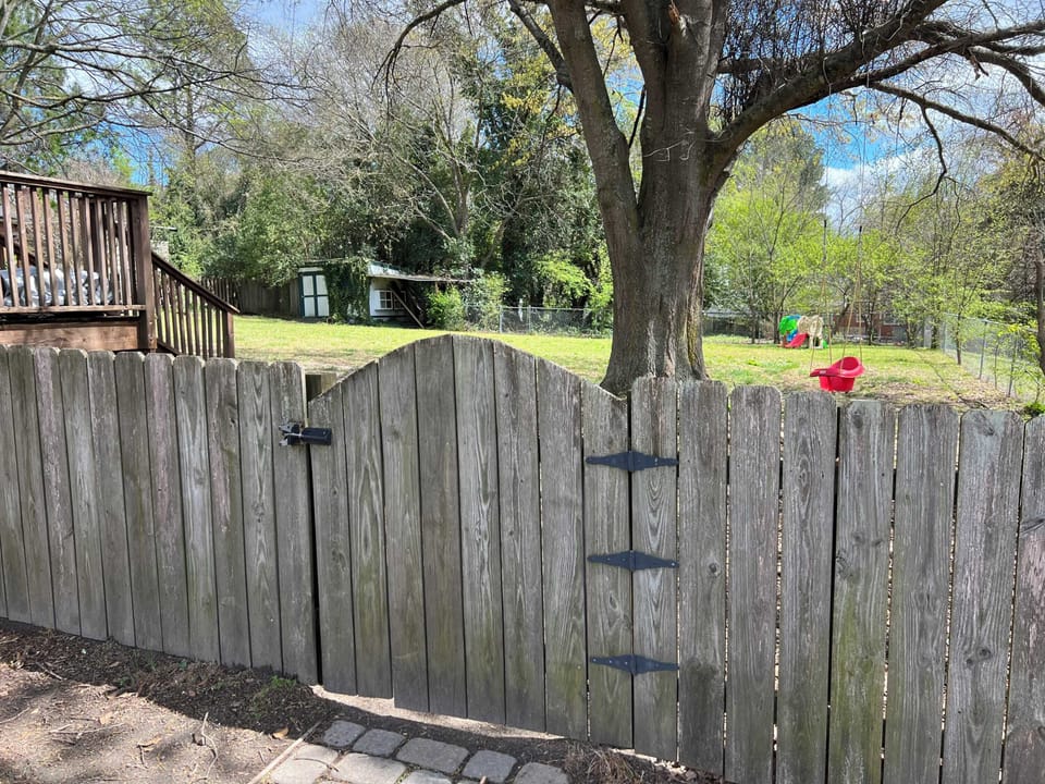 We have a huge fully fenced in backyard