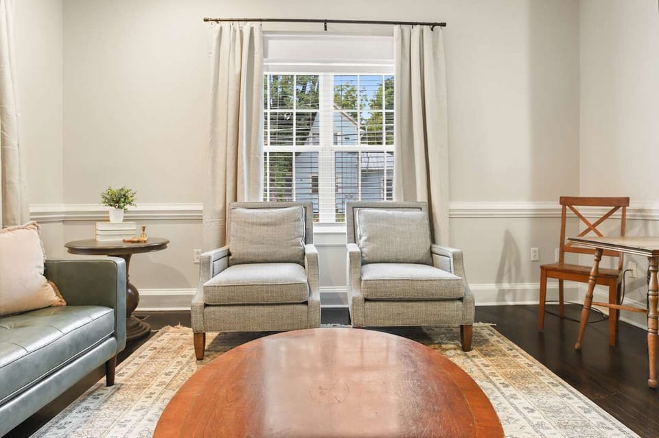 This photo shows the sitting room located off of the kitchen.