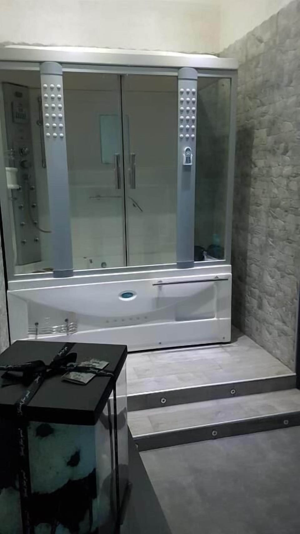 Shower, free toiletries, hair dryer, slippers