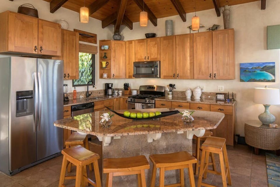 Spacious kitchen with seating for four