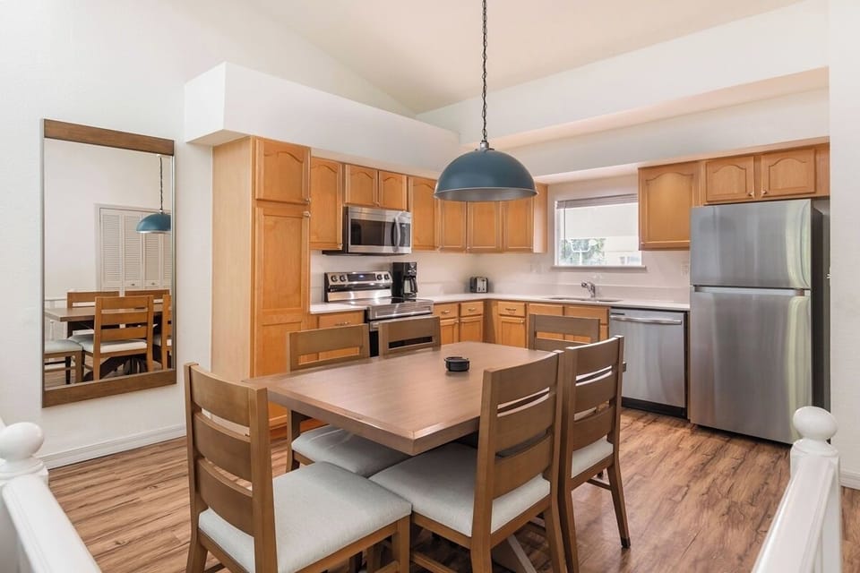 Gather for relaxed meals around a bright, open kitchen table.