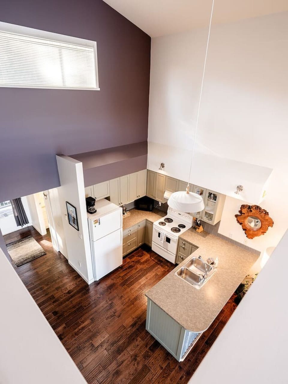 View of the kitchen from the loft bedroom.