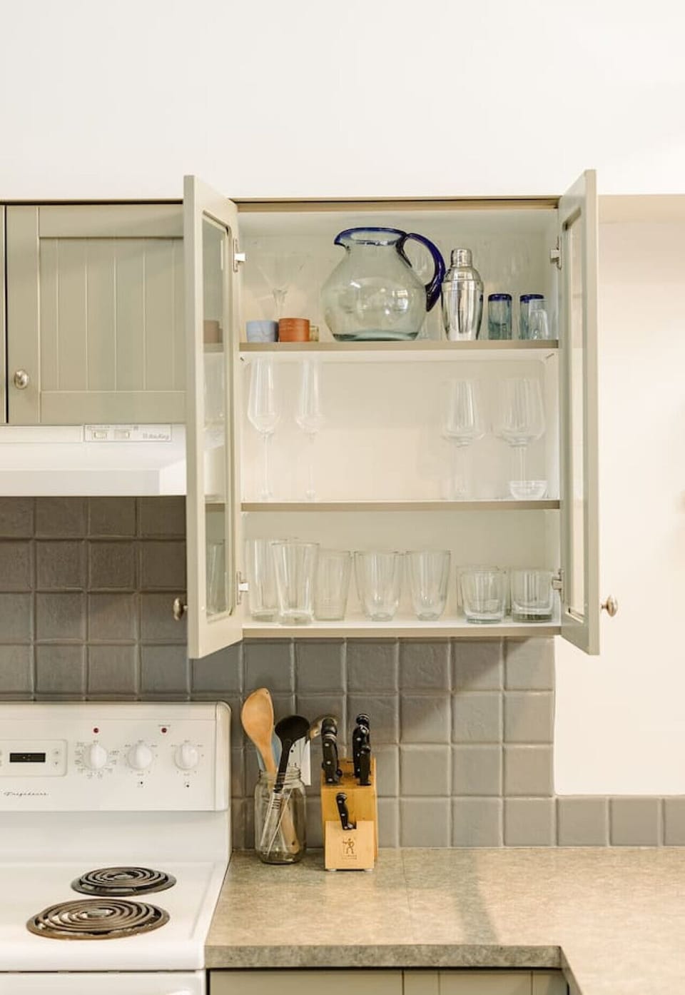 The kitchen is well stocked with everything you will need for cooking.