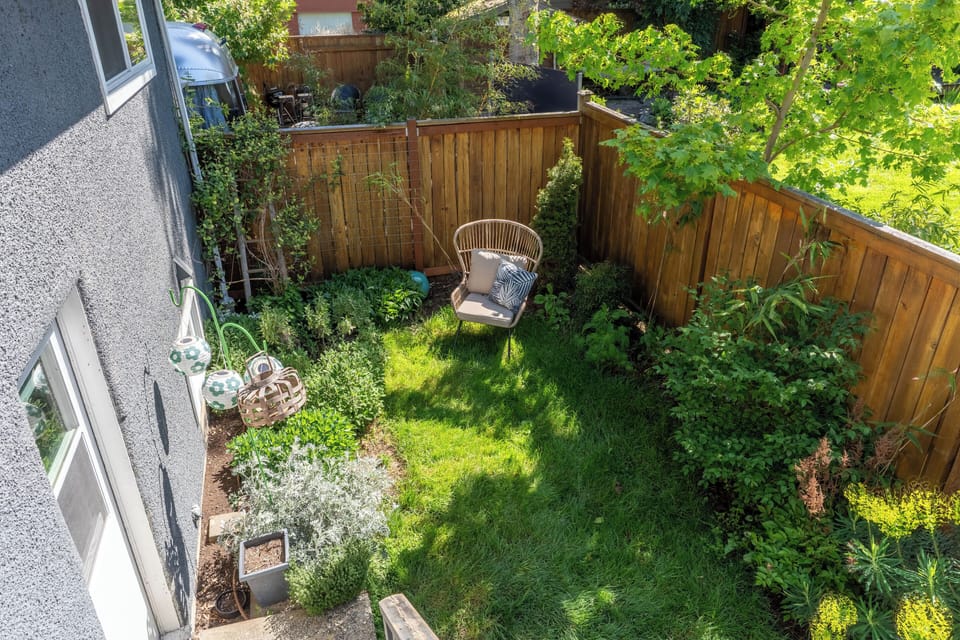 Small garden courtyard with gated access, great bike storage and good for pets.