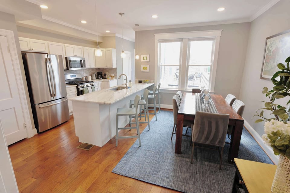 Step into our full sized chefs kitchen, equipped with stainless steel appliances! 
