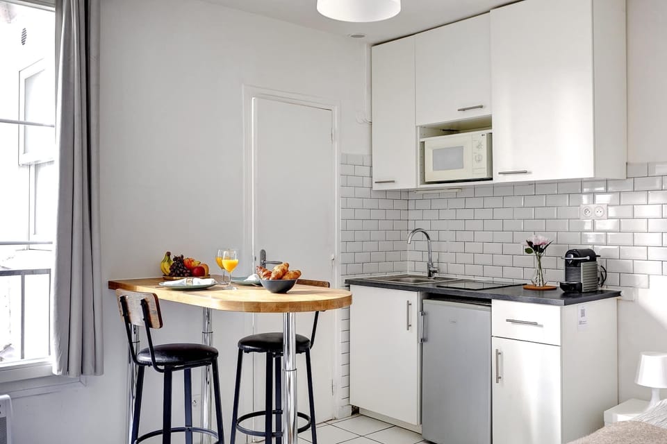 The open-plan kitchen and dining area
