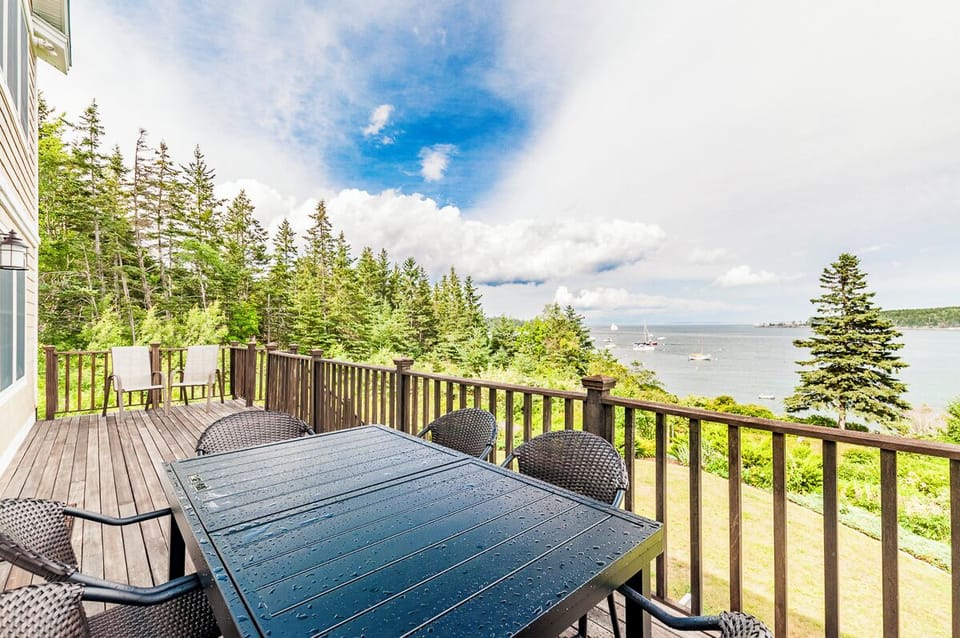 Deck off the main floor area with beautiful views