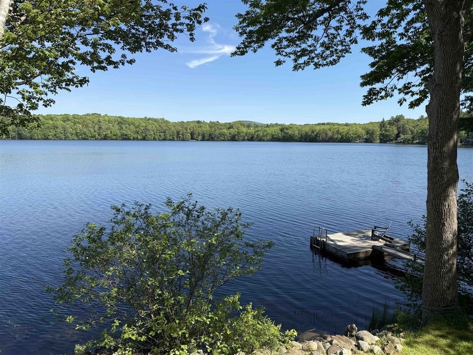 The large deck has a beautiful view of the water