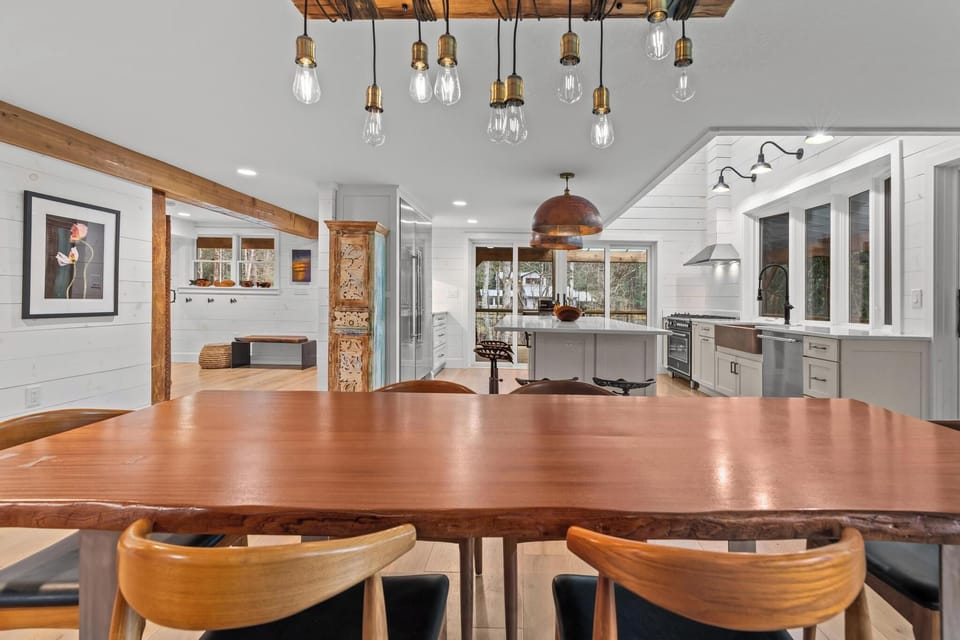 Dining area and gourmet kitchen