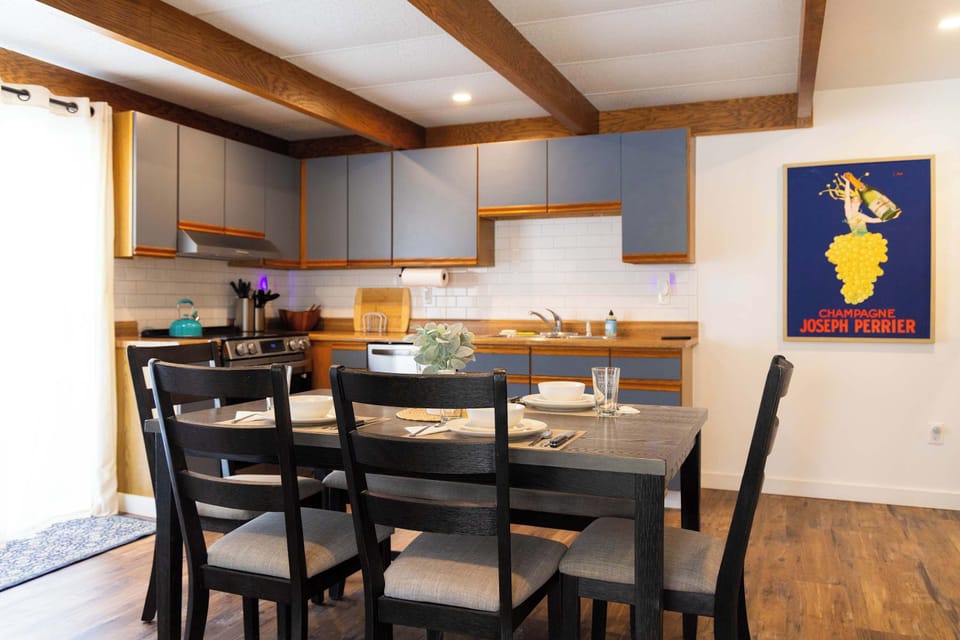 Dine in style with a fully equipped kitchen view.