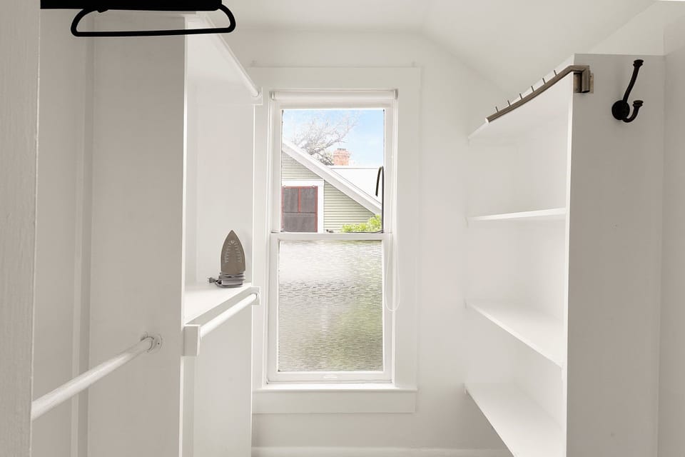 Store your belongings with ease in the spacious closet, offering plenty of room for your clothes, shoes, and accessories.