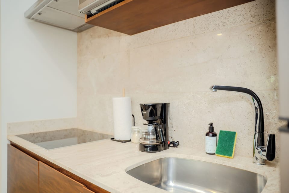 Superior Apartment | Private kitchen | Toaster, blender, griddle, freezer