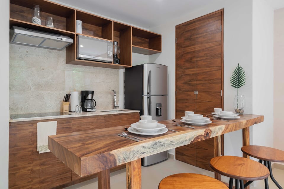 Superior Apartment | Private kitchen | Toaster, blender, griddle, freezer