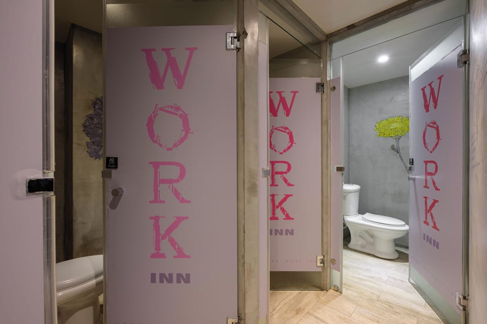 Shower, hair dryer, slippers, shampoo