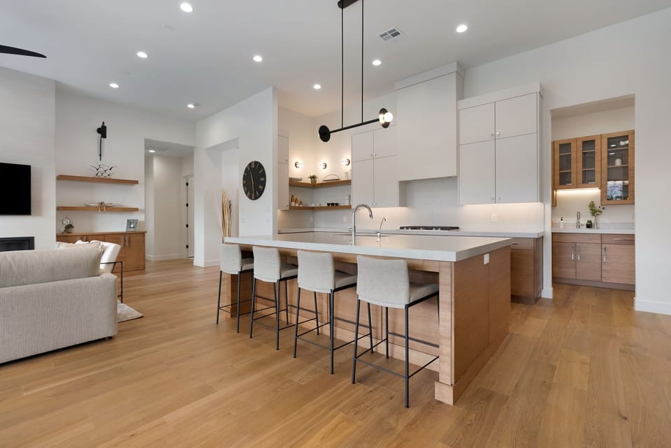 View of the kitchen and a peek into the butler's pantry
