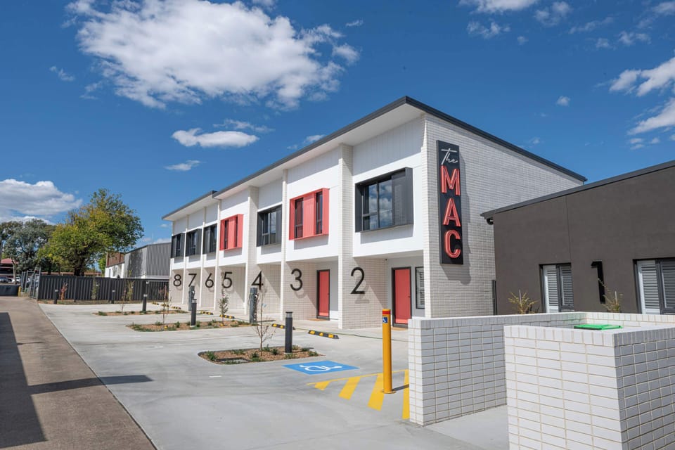 The Mac is a modern self-contained apartment hotel in the heart of Orange. Off-street parking is available, with one space allocated per unit. Street parking is available, and nearby Orange Station provides additional free (no time limits) parking.
