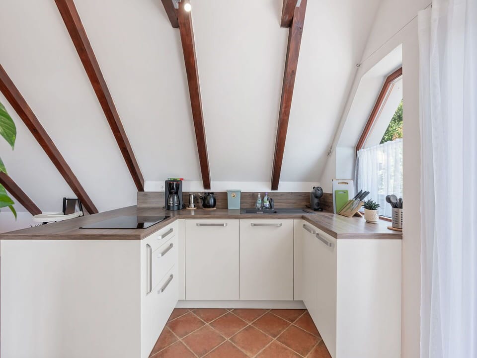 Wood, Interior Design, Flooring, Ceiling, Kitchen, Floor, Home, Attic, Countertop, Plumbing Fixture
