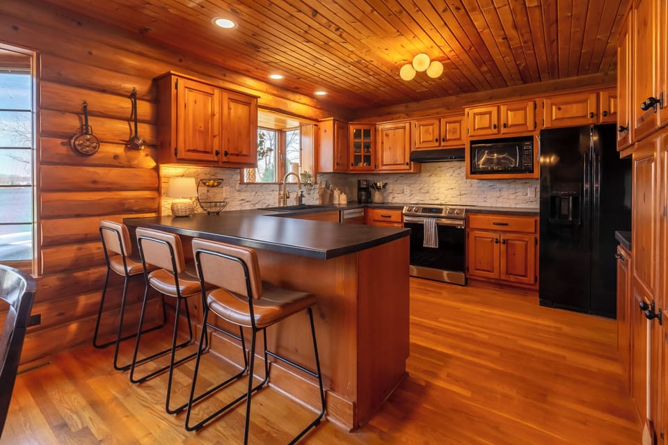 Bar seating in the kitchen