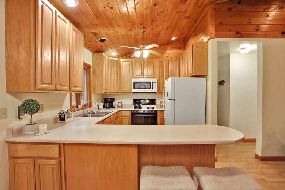 The kitchen has all you need to make a meal at home