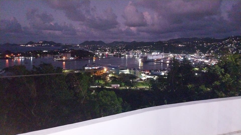 Night-time view of Castries Harbour
