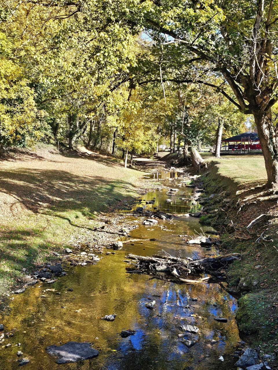 Salt Lick Creek runs through the town w/ walking paths. 