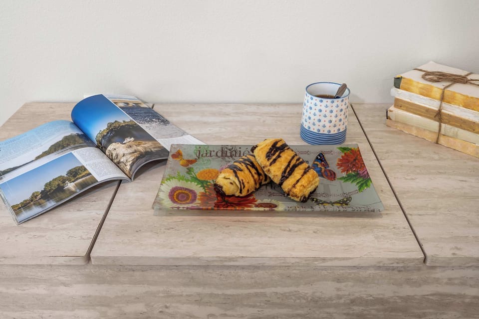 A convenient desk space for work - or a light snack!